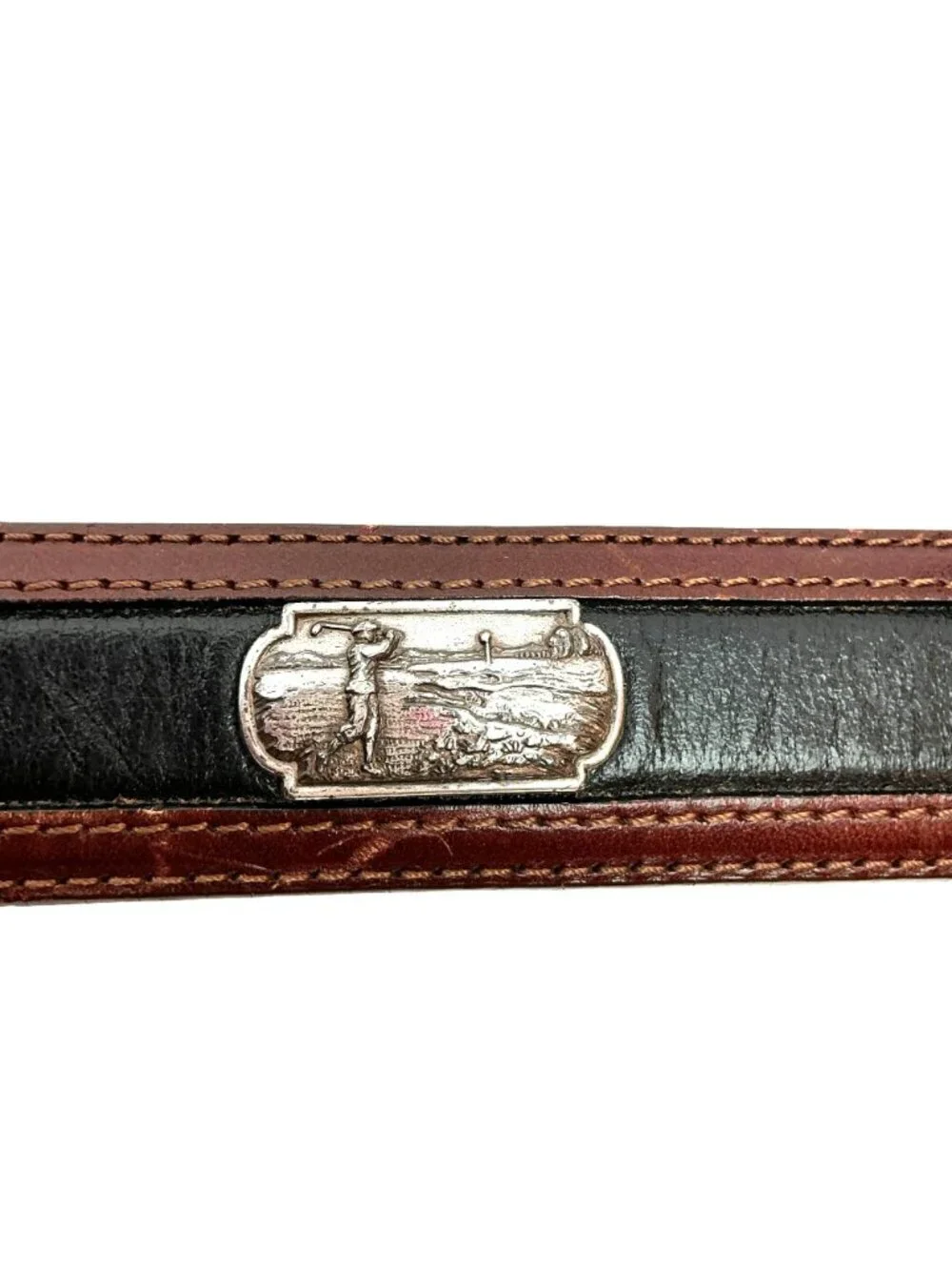 Onyx By Brighton Golf Scene Leather Belt Mens 40 Brown Black